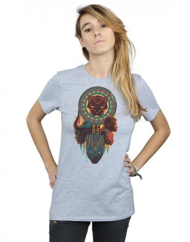 Sports Grey - Back - Marvel Womens-Ladies Black Panther Totem Cotton Boyfriend T-Shirt
