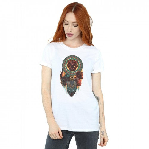 White - Back - Marvel Womens-Ladies Black Panther Totem Cotton Boyfriend T-Shirt