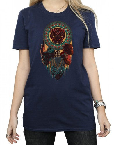 Navy Blue - Side - Marvel Womens-Ladies Black Panther Totem Cotton Boyfriend T-Shirt