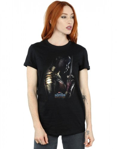Black - Back - Marvel Womens-Ladies Black Panther Okoye Poster Cotton Boyfriend T-Shirt
