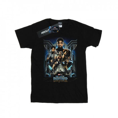 Front - Marvel Womens/Ladies Black Panther Movie Poster Cotton Boyfriend T-Shirt