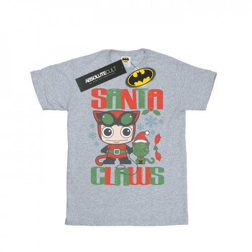 Front - DC Comics Mens Chibi Catwoman Santa Claws T-Shirt