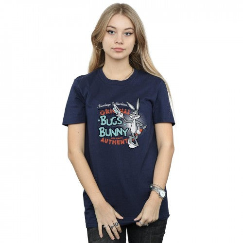 Navy Blue - Lifestyle - Looney Tunes Womens-Ladies Bugs Bunny Vintage Cotton Boyfriend T-Shirt