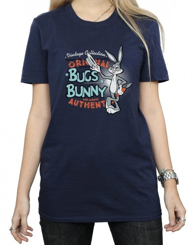 Navy Blue - Pack Shot - Looney Tunes Womens-Ladies Bugs Bunny Vintage Cotton Boyfriend T-Shirt