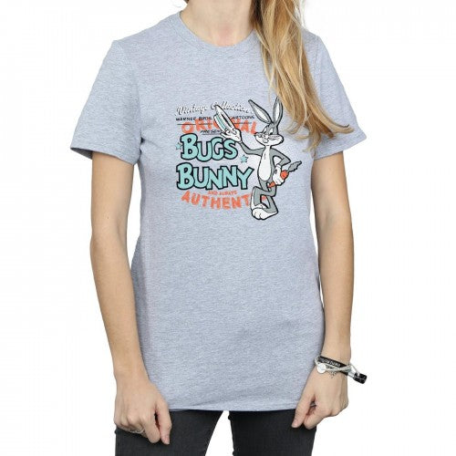 Sports Grey - Side - Looney Tunes Womens-Ladies Bugs Bunny Vintage Cotton Boyfriend T-Shirt