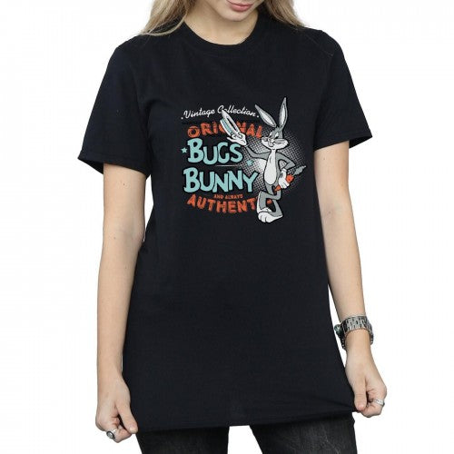 Black - Pack Shot - Looney Tunes Womens-Ladies Bugs Bunny Vintage Cotton Boyfriend T-Shirt