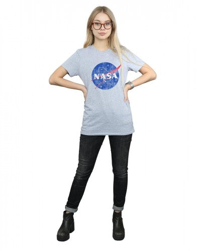 Sports Grey - Lifestyle - NASA Womens-Ladies Classic Insignia Logo Boyfriend T-Shirt