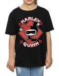 Black - Side - Harley Quinn Girls Chibi Cotton T-Shirt