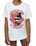 White - Close up - Harley Quinn Girls Chibi Cotton T-Shirt
