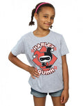 Sports Grey - Back - Harley Quinn Girls Chibi Cotton T-Shirt