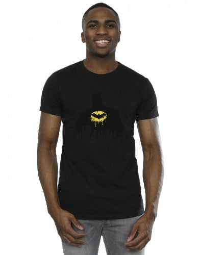 Black - Back - DC Comics Mens Batman Shadow Paint T-Shirt