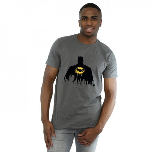 Charcoal - Back - DC Comics Mens Batman Shadow Paint T-Shirt