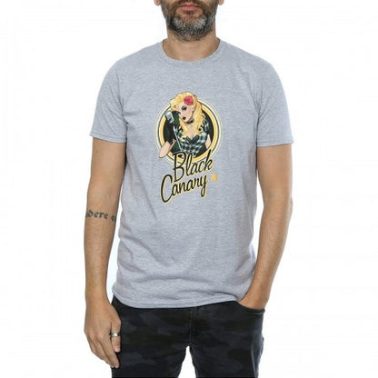 Front - DC Bombshells Mens Black Canary Badge Heather T-Shirt