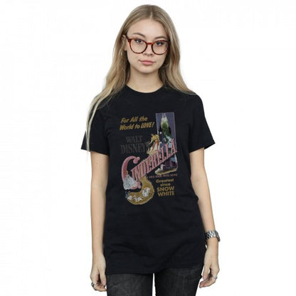 Black - Back - Cinderella Womens-Ladies Poster Cotton Boyfriend T-Shirt