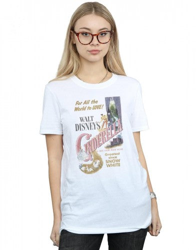 White - Back - Cinderella Womens-Ladies Poster Cotton Boyfriend T-Shirt