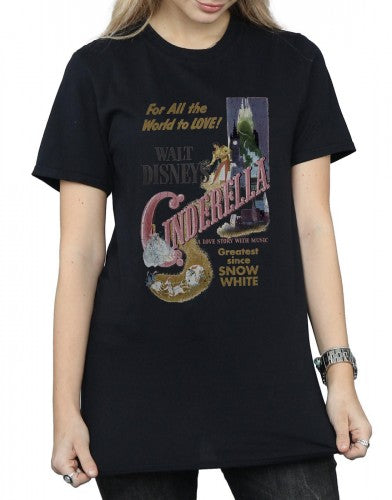 Black - Side - Cinderella Womens-Ladies Poster Cotton Boyfriend T-Shirt