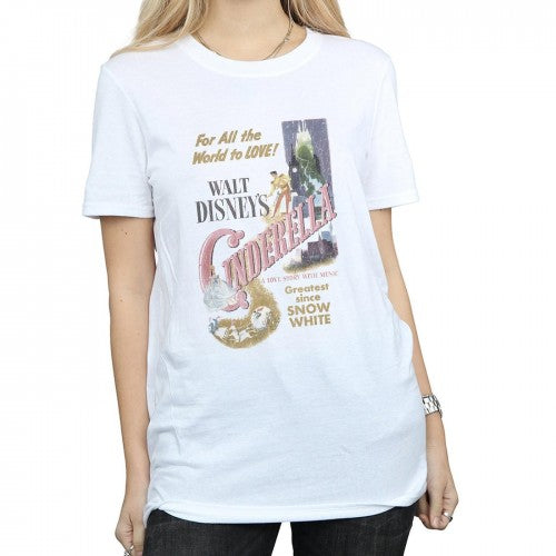 White - Side - Cinderella Womens-Ladies Poster Cotton Boyfriend T-Shirt
