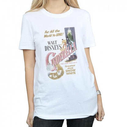 White - Side - Cinderella Womens-Ladies Poster Cotton Boyfriend T-Shirt