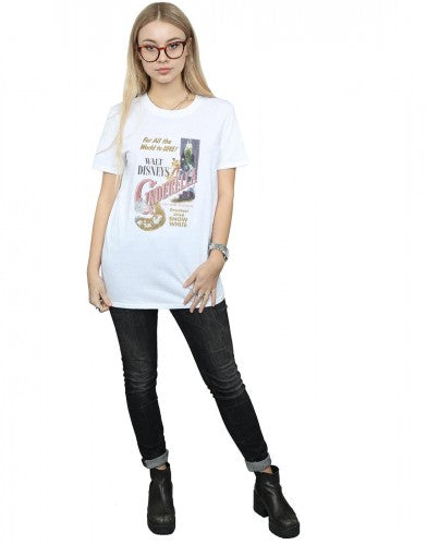 White - Lifestyle - Cinderella Womens-Ladies Poster Cotton Boyfriend T-Shirt