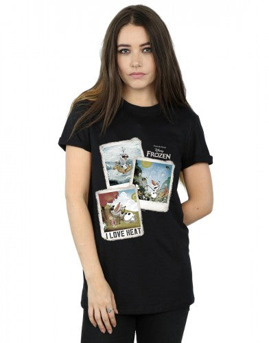 Black - Lifestyle - Frozen Womens-Ladies Olaf Polaroid Cotton Boyfriend T-Shirt