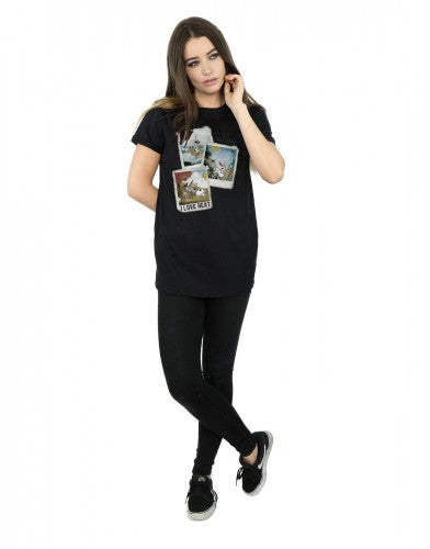 Black - Close up - Frozen Womens-Ladies Olaf Polaroid Cotton Boyfriend T-Shirt