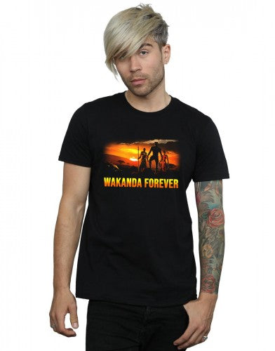 Black - Back - Marvel Mens Black Panther Wakanda Forever T-Shirt