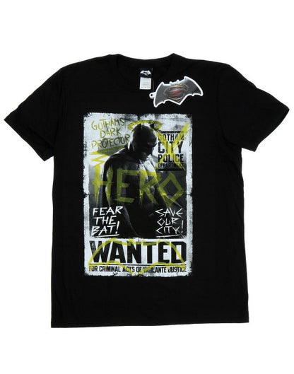 Front - DC Comics Mens Batman v Superman Wanted Poster T-Shirt