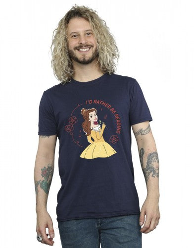 Navy Blue - Back - Disney Mens Beauty And The Beast I´d Rather Be Reading T-Shirt