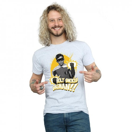 Sports Grey - Back - DC Comics Mens Batman TV Series Robin Holy Smokes T-Shirt