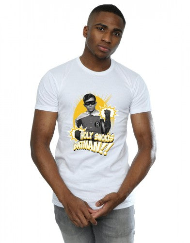 White - Back - DC Comics Mens Batman TV Series Robin Holy Smokes T-Shirt