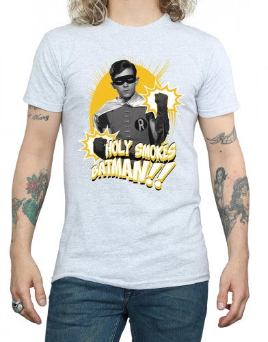 Sports Grey - Side - DC Comics Mens Batman TV Series Robin Holy Smokes T-Shirt