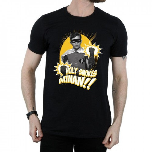 Black - Side - DC Comics Mens Batman TV Series Robin Holy Smokes T-Shirt