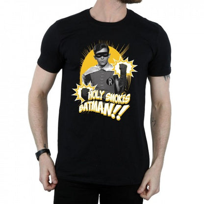 Black - Side - DC Comics Mens Batman TV Series Robin Holy Smokes T-Shirt