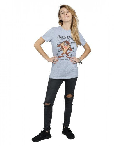 Sports Grey - Lifestyle - Looney Tunes Womens-Ladies Tasmanian Devil Vintage Cotton Boyfriend T-Shirt