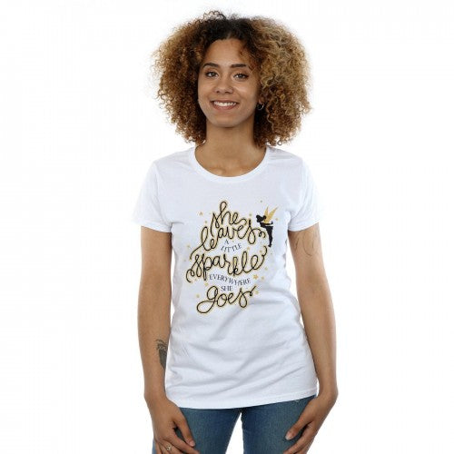 White - Lifestyle - Disney Womens-Ladies Tinkerbell Stars Cotton T-Shirt