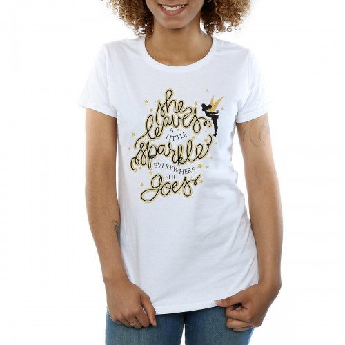Front - Disney Womens/Ladies Tinkerbell Stars Cotton T-Shirt