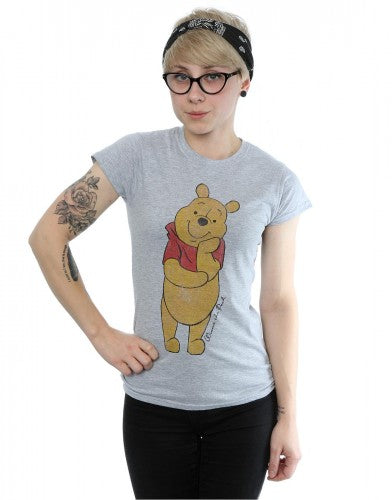 Heather Grey - Side - Winnie the Pooh Womens-Ladies Character Heather T-Shirt