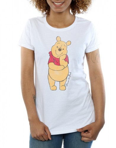 White - Side - Winnie the Pooh Womens-Ladies Character Heather T-Shirt