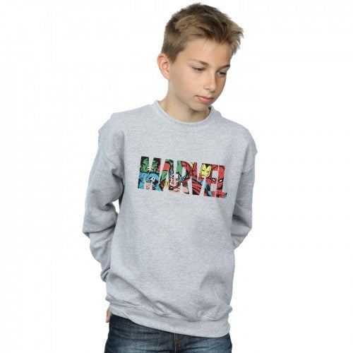 Sports Grey - Back - Marvel Comics Boys Character Infill Logo Sweatshirt