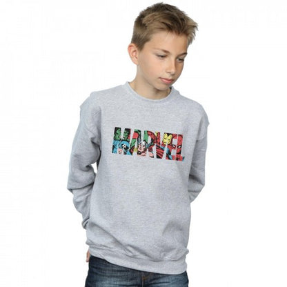 Sports Grey - Back - Marvel Comics Boys Character Infill Logo Sweatshirt