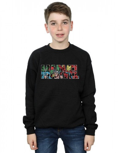 Black - Back - Marvel Comics Boys Character Infill Logo Sweatshirt