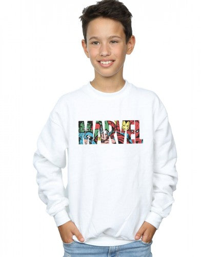 White - Back - Marvel Comics Boys Character Infill Logo Sweatshirt