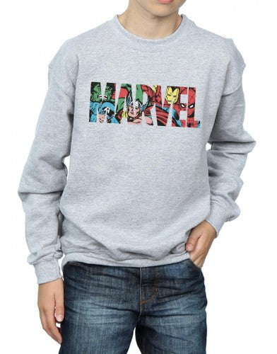 Sports Grey - Side - Marvel Comics Boys Character Infill Logo Sweatshirt