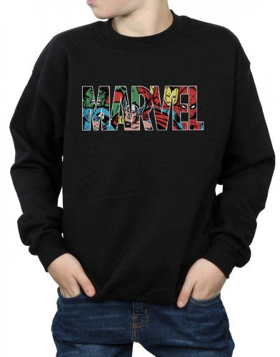 Black - Side - Marvel Comics Boys Character Infill Logo Sweatshirt