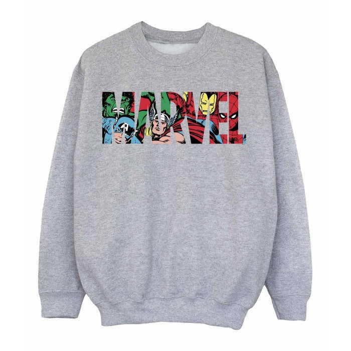 Front - Marvel Comics Boys Character Infill Logo Sweatshirt
