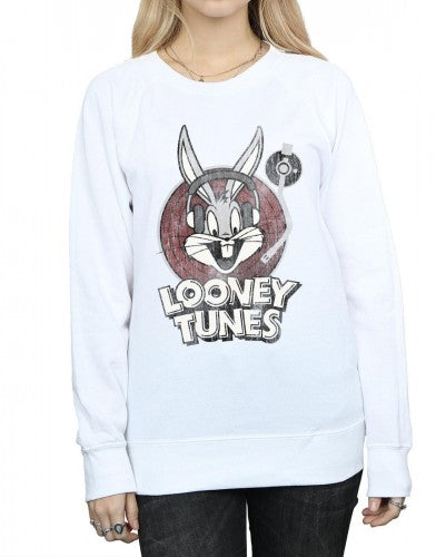 White - Side - Looney Tunes Womens-Ladies Bugs Bunny Logo Cotton Sweatshirt