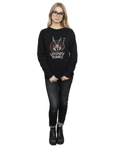 Black - Close up - Looney Tunes Womens-Ladies Bugs Bunny Logo Cotton Sweatshirt