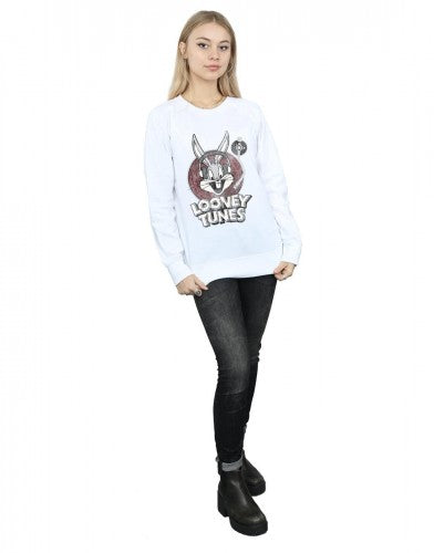 White - Lifestyle - Looney Tunes Womens-Ladies Bugs Bunny Logo Cotton Sweatshirt