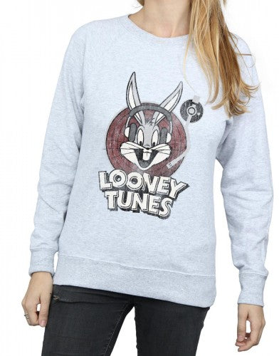 Heather Grey - Side - Looney Tunes Womens-Ladies Bugs Bunny Logo Cotton Sweatshirt