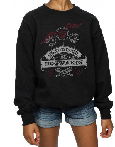 Black - Side - Harry Potter Girls Quidditch At Hogwarts Sweatshirt